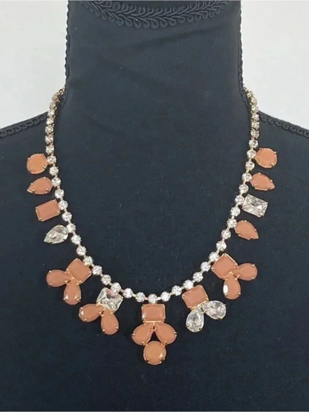 Kate Spade Statement Necklace Apricot Peach 12 KT  Gold Plated Secret Garden 18